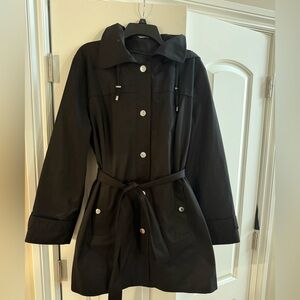Black Belted Coat with Silver Buttons